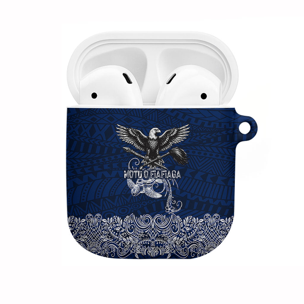 American Samoa Eagle AirPods Case Sea Turtle Traditional Polynesian Tribal Tattoo TS04 Blue White - Polynesian Pride