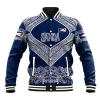 American Samoa Eagle Baseball Jacket Sea Turtle Traditional Polynesian Tribal Tattoo TS04 Unisex Blue White - Polynesian Pride