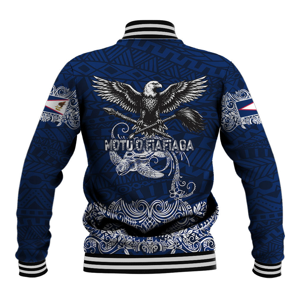 American Samoa Eagle Baseball Jacket Sea Turtle Traditional Polynesian Tribal Tattoo TS04 - Polynesian Pride
