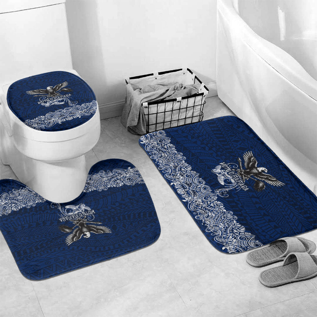 American Samoa Eagle Bathroom Set Sea Turtle Traditional Polynesian Tribal Tattoo TS04 Mat Set Only (3 pcs) One Size Blue White - Polynesian Pride