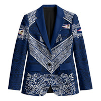 American Samoa Eagle Blazer Sea Turtle Traditional Polynesian Tribal Tattoo TS04 Unisex Blue White - Polynesian Pride