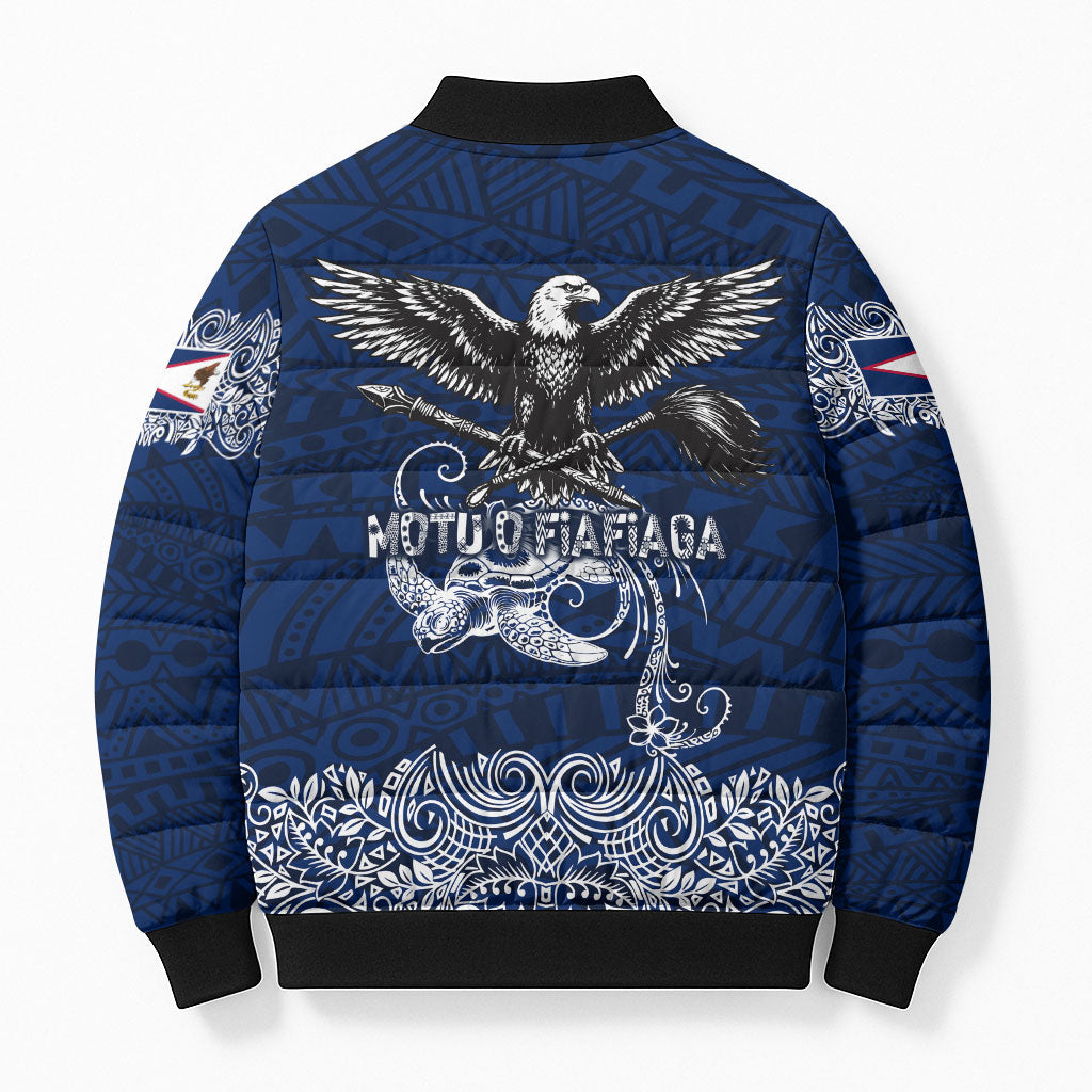 American Samoa Eagle Bomber Puffer Jacket Sea Turtle Traditional Polynesian Tribal Tattoo TS04 - Polynesian Pride