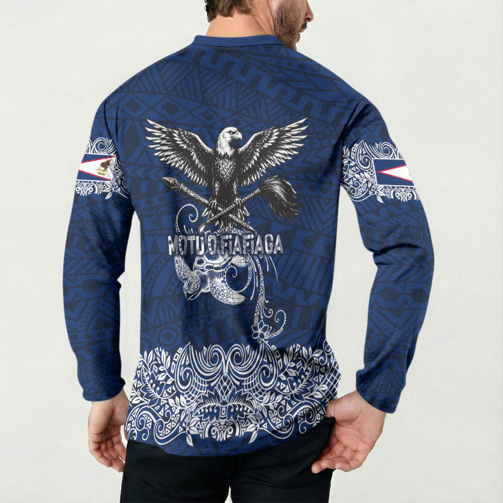 American Samoa Eagle Button Sweatshirt Sea Turtle Traditional Polynesian Tribal Tattoo TS04 - Polynesian Pride