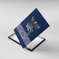 American Samoa Eagle Canvas Wall Art Sea Turtle Traditional Polynesian Tribal Tattoo TS04 With Frame Blue White - Polynesian Pride