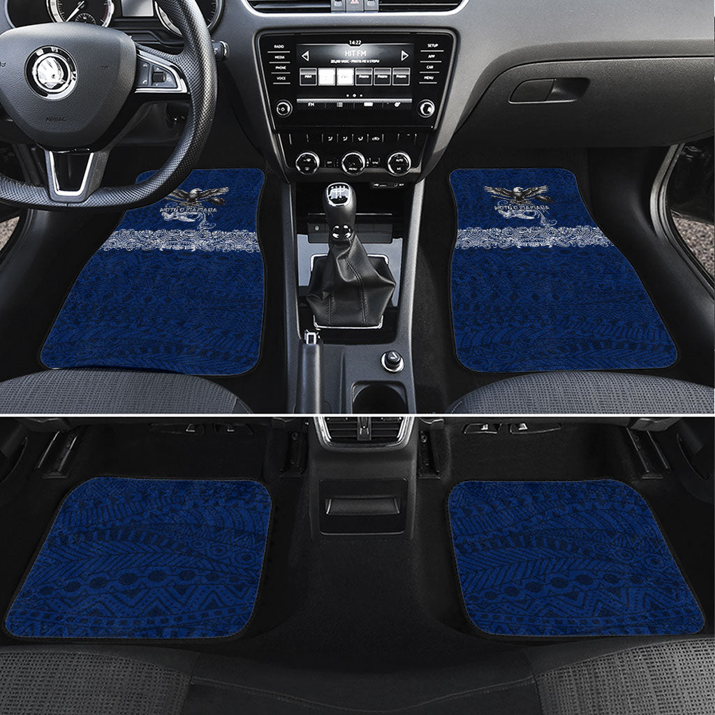 American Samoa Eagle Car Mats Sea Turtle Traditional Polynesian Tribal Tattoo TS04 Set 4pcs Blue White - Polynesian Pride