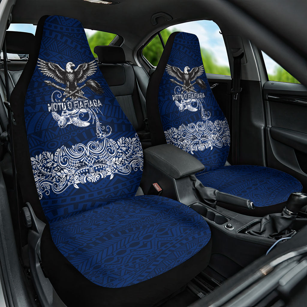 American Samoa Eagle Car Seat Cover Sea Turtle Traditional Polynesian Tribal Tattoo TS04 One Size Blue White - Polynesian Pride