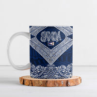 American Samoa Eagle Ceramic Mug Sea Turtle Traditional Polynesian Tribal Tattoo TS04 Blue White - Polynesian Pride