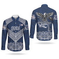 American Samoa Eagle Couples Matching Off Shoulder Maxi Dress and Long Sleeve Button Shirt Sea Turtle Traditional Polynesian Tribal Tattoo TS04 - Polynesian Pride