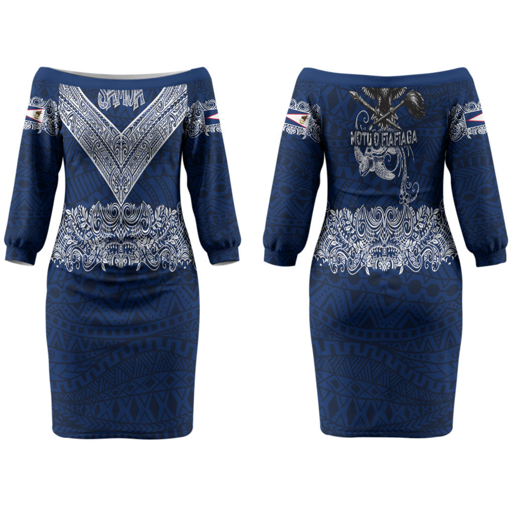 American Samoa Eagle Couples Matching Off The Shoulder Long Sleeve Dress and Long Sleeve Button Shirt Sea Turtle Traditional Polynesian Tribal Tattoo TS04 - Polynesian Pride