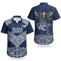 American Samoa Eagle Couples Matching Short Sleeve Bodycon Dress and Hawaiian Shirt Sea Turtle Traditional Polynesian Tribal Tattoo TS04 - Polynesian Pride