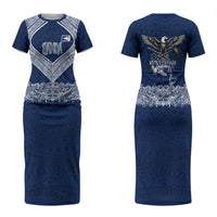 American Samoa Eagle Couples Matching Short Sleeve Bodycon Dress and Hawaiian Shirt Sea Turtle Traditional Polynesian Tribal Tattoo TS04 - Polynesian Pride