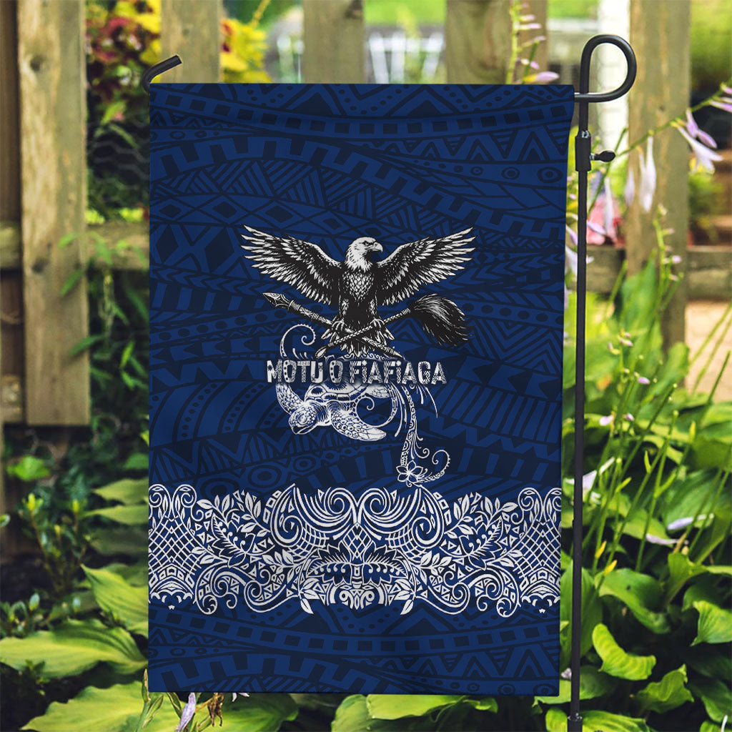 American Samoa Eagle Garden Flag Sea Turtle Traditional Polynesian Tribal Tattoo TS04 Garden Flag Blue White - Polynesian Pride