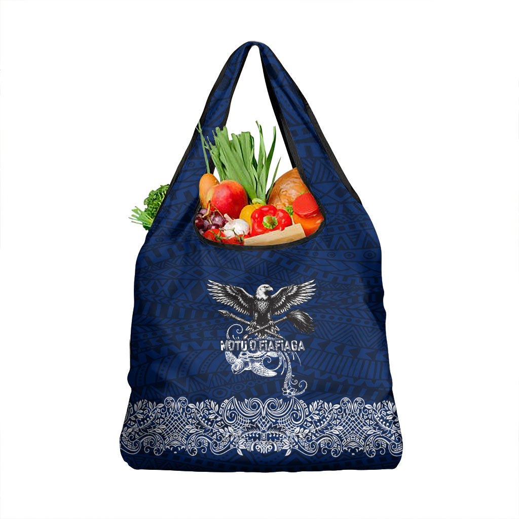 American Samoa Eagle Grocery Bag Sea Turtle Traditional Polynesian Tribal Tattoo TS04 1-pack One Size Blue White - Polynesian Pride