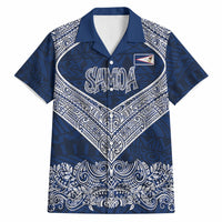 American Samoa Eagle Hawaiian Shirt Sea Turtle Traditional Polynesian Tribal Tattoo TS04 Blue White - Polynesian Pride