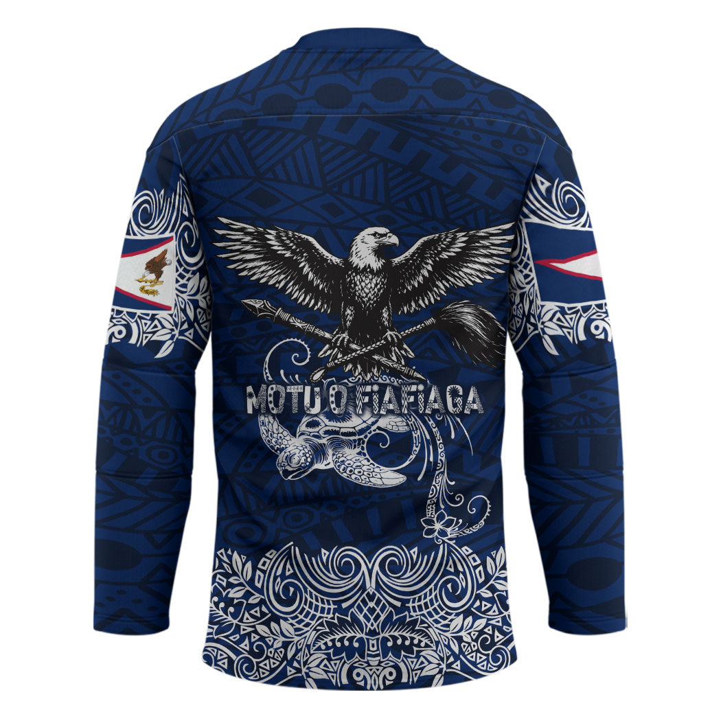 American Samoa Eagle Hockey Jersey Sea Turtle Traditional Polynesian Tribal Tattoo TS04 - Polynesian Pride