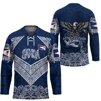 American Samoa Eagle Hockey Jersey Sea Turtle Traditional Polynesian Tribal Tattoo TS04 - Polynesian Pride