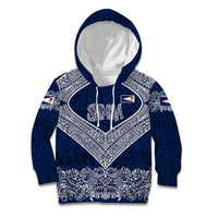 American Samoa Eagle Kid Hoodie Sea Turtle Traditional Polynesian Tribal Tattoo TS04 Hoodie Blue White - Polynesian Pride
