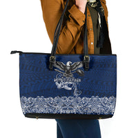 American Samoa Eagle Leather Tote Bag Sea Turtle Traditional Polynesian Tribal Tattoo TS04 - Polynesian Pride