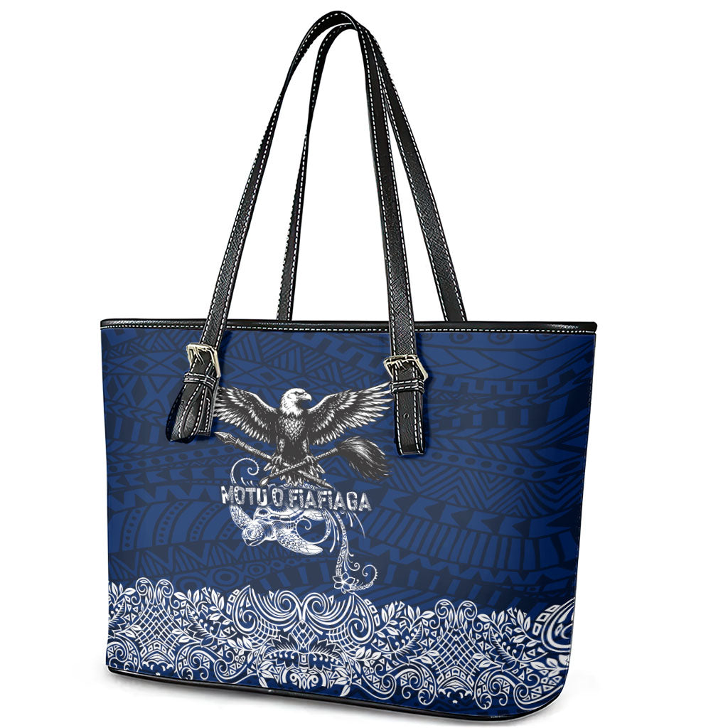 American Samoa Eagle Leather Tote Bag Sea Turtle Traditional Polynesian Tribal Tattoo TS04 - Polynesian Pride