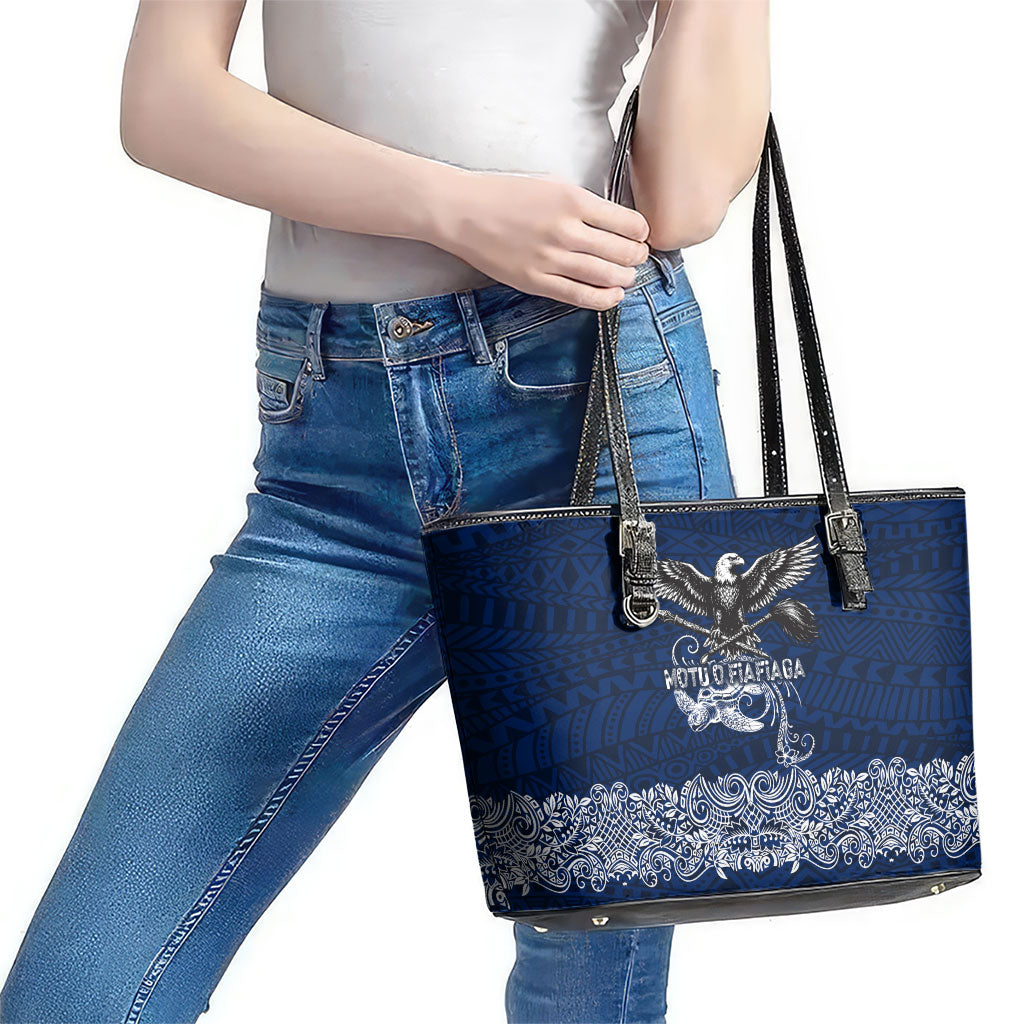 American Samoa Eagle Leather Tote Bag Sea Turtle Traditional Polynesian Tribal Tattoo TS04 - Polynesian Pride