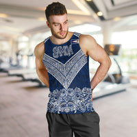 American Samoa Eagle Men Tank Top Sea Turtle Traditional Polynesian Tribal Tattoo TS04 Blue White - Polynesian Pride
