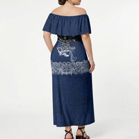 American Samoa Eagle Off Shoulder Maxi Dress Sea Turtle Traditional Polynesian Tribal Tattoo TS04 - Polynesian Pride