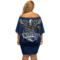 American Samoa Eagle Off Shoulder Short Dress Sea Turtle Traditional Polynesian Tribal Tattoo TS04 - Polynesian Pride
