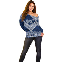 American Samoa Eagle Off Shoulder Sweater Sea Turtle Traditional Polynesian Tribal Tattoo TS04 - Polynesian Pride