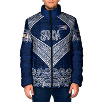 American Samoa Eagle Padded Jacket Sea Turtle Traditional Polynesian Tribal Tattoo TS04 Men Blue White - Polynesian Pride
