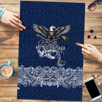 American Samoa Eagle Puzzle Sea Turtle Traditional Polynesian Tribal Tattoo TS04 Blue White - Polynesian Pride
