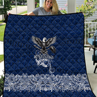 American Samoa Eagle Quilt Sea Turtle Traditional Polynesian Tribal Tattoo TS04 Blue White - Polynesian Pride