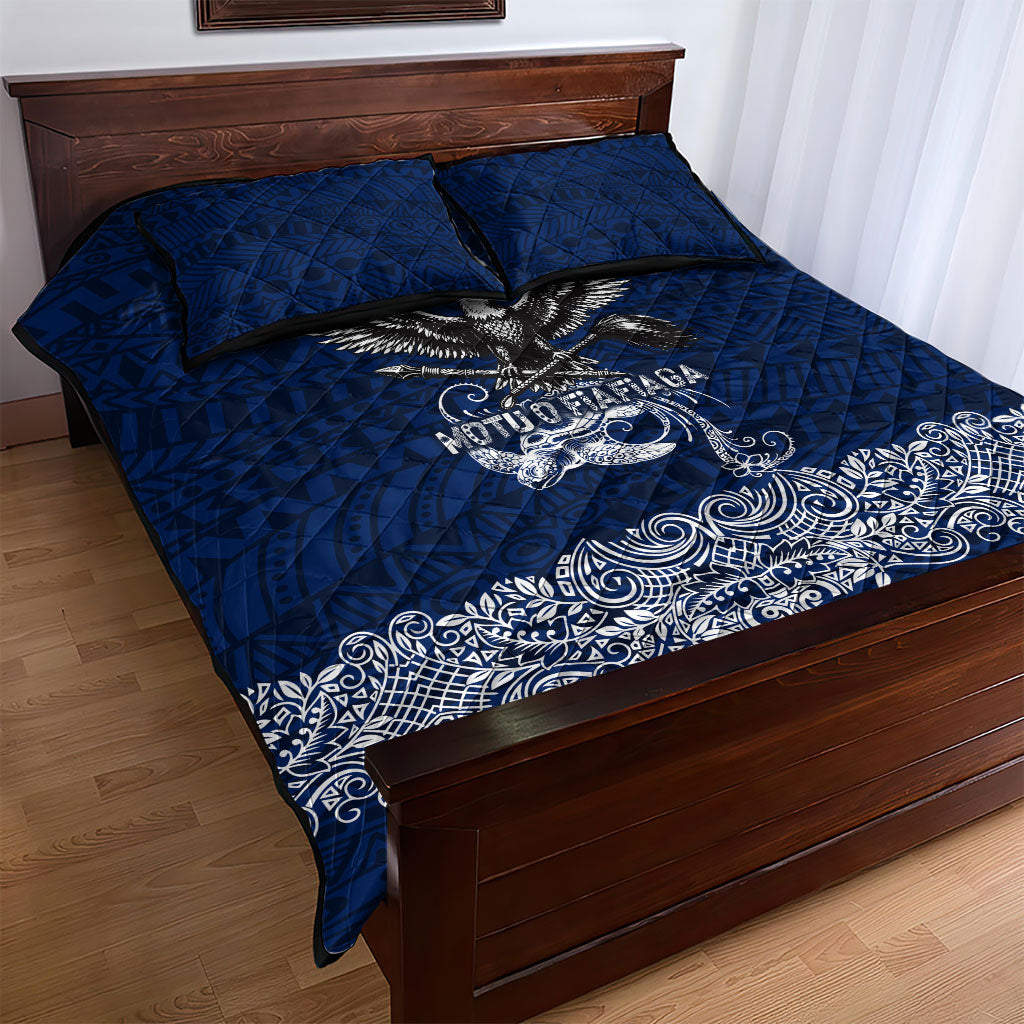American Samoa Eagle Quilt Bed Set Sea Turtle Traditional Polynesian Tribal Tattoo TS04 - Polynesian Pride
