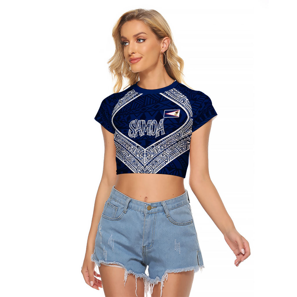 American Samoa Eagle Raglan Cropped T Shirt Sea Turtle Traditional Polynesian Tribal Tattoo TS04 Female Blue White - Polynesian Pride