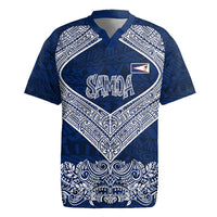 American Samoa Eagle Rugby Jersey Sea Turtle Traditional Polynesian Tribal Tattoo TS04 Blue White - Polynesian Pride