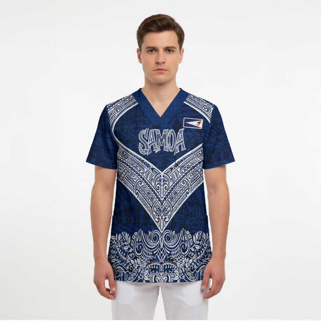 American Samoa Eagle Scrub Top Sea Turtle Traditional Polynesian Tribal Tattoo TS04 - Polynesian Pride