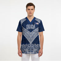 American Samoa Eagle Scrub Top Sea Turtle Traditional Polynesian Tribal Tattoo TS04 - Polynesian Pride