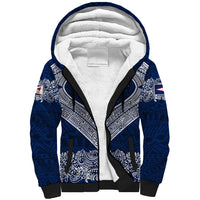 American Samoa Eagle Sherpa Hoodie Sea Turtle Traditional Polynesian Tribal Tattoo TS04 Unisex Blue White - Polynesian Pride