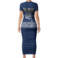 American Samoa Eagle Short Sleeve Bodycon Dress Sea Turtle Traditional Polynesian Tribal Tattoo TS04 - Polynesian Pride