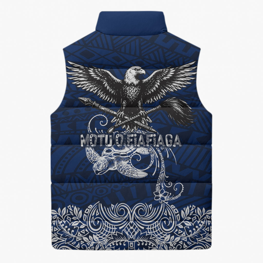 American Samoa Eagle Sleeveless Puffer Jacket Sea Turtle Traditional Polynesian Tribal Tattoo TS04 - Polynesian Pride