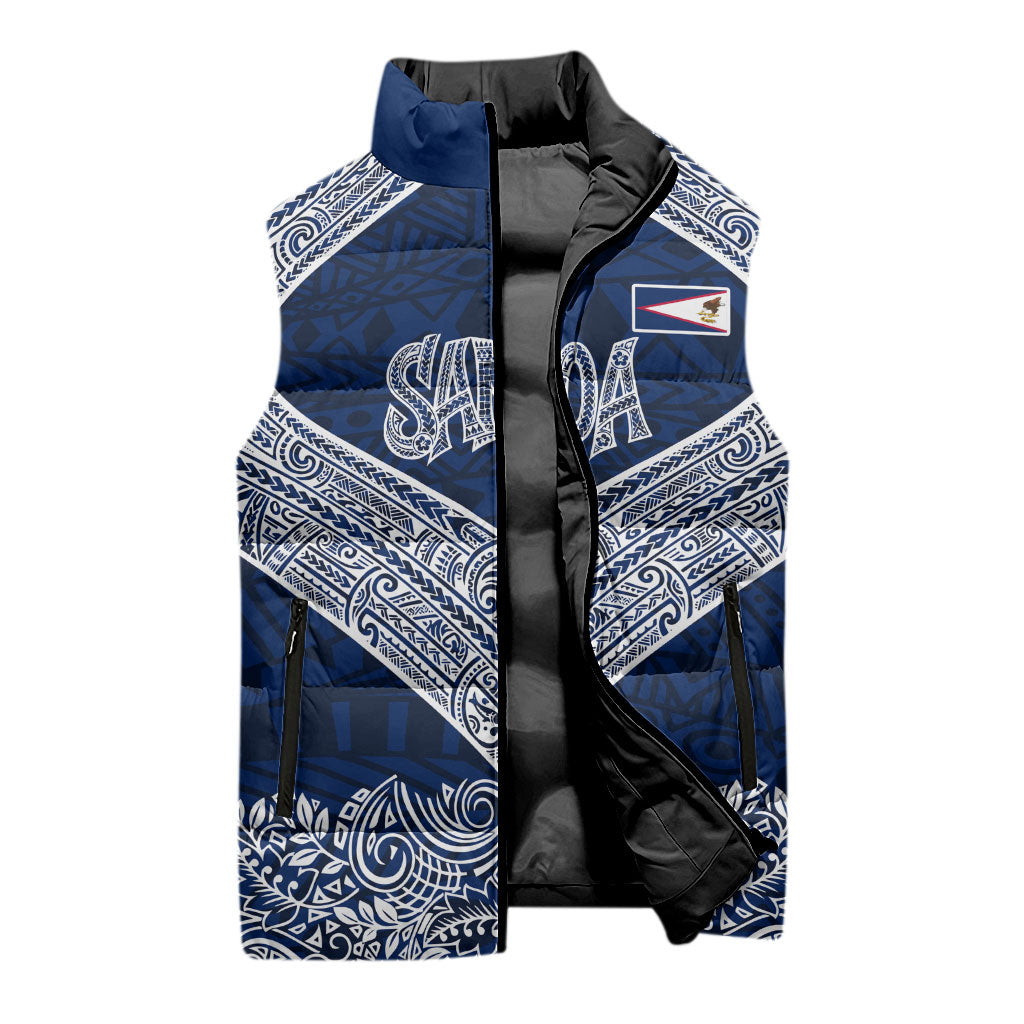 American Samoa Eagle Sleeveless Puffer Jacket Sea Turtle Traditional Polynesian Tribal Tattoo TS04 - Polynesian Pride