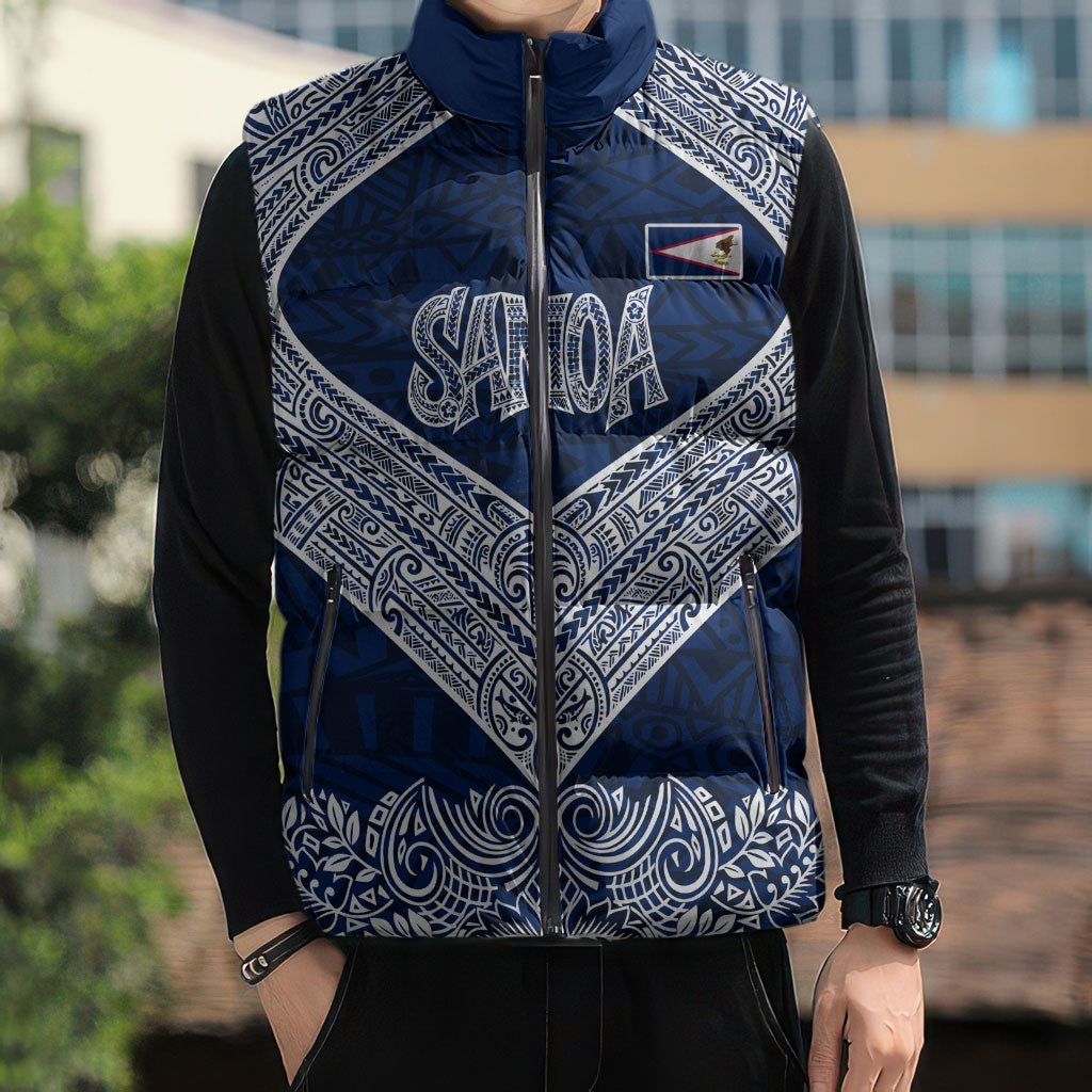 American Samoa Eagle Sleeveless Puffer Jacket Sea Turtle Traditional Polynesian Tribal Tattoo TS04 - Polynesian Pride