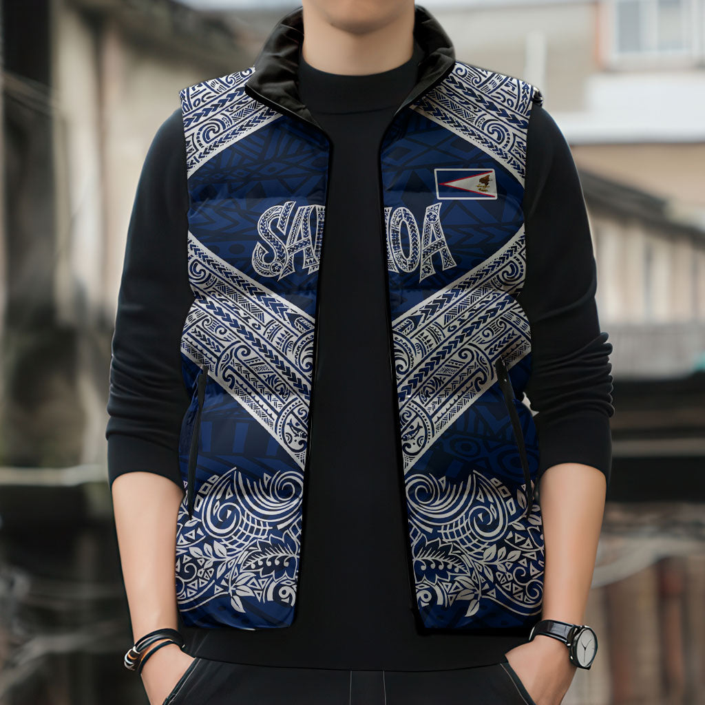 American Samoa Eagle Sleeveless Puffer Jacket Sea Turtle Traditional Polynesian Tribal Tattoo TS04 - Polynesian Pride
