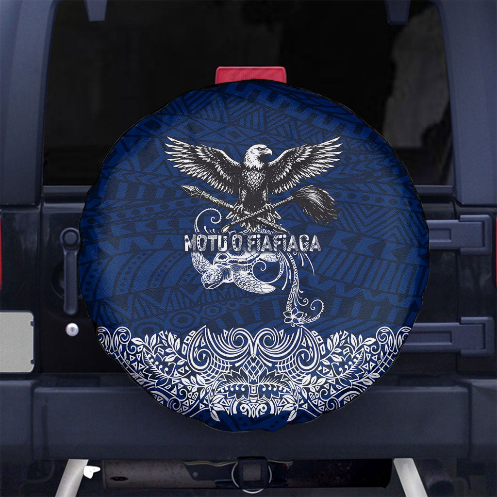 American Samoa Eagle Spare Tire Cover Sea Turtle Traditional Polynesian Tribal Tattoo TS04 No hole Blue White - Polynesian Pride