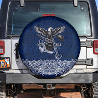 American Samoa Eagle Spare Tire Cover Sea Turtle Traditional Polynesian Tribal Tattoo TS04 Blue White - Polynesian Pride