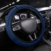 American Samoa Eagle Steering Wheel Cover Sea Turtle Traditional Polynesian Tribal Tattoo TS04 Universal Fit Blue White - Polynesian Pride