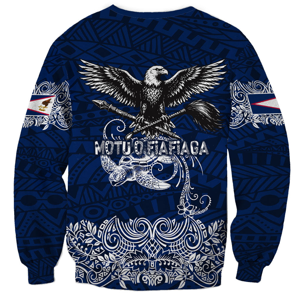 American Samoa Eagle Sweatshirt Sea Turtle Traditional Polynesian Tribal Tattoo TS04 - Polynesian Pride