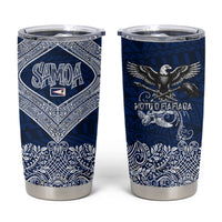 American Samoa Eagle Tumbler Cup Sea Turtle Traditional Polynesian Tribal Tattoo TS04 Blue White - Polynesian Pride