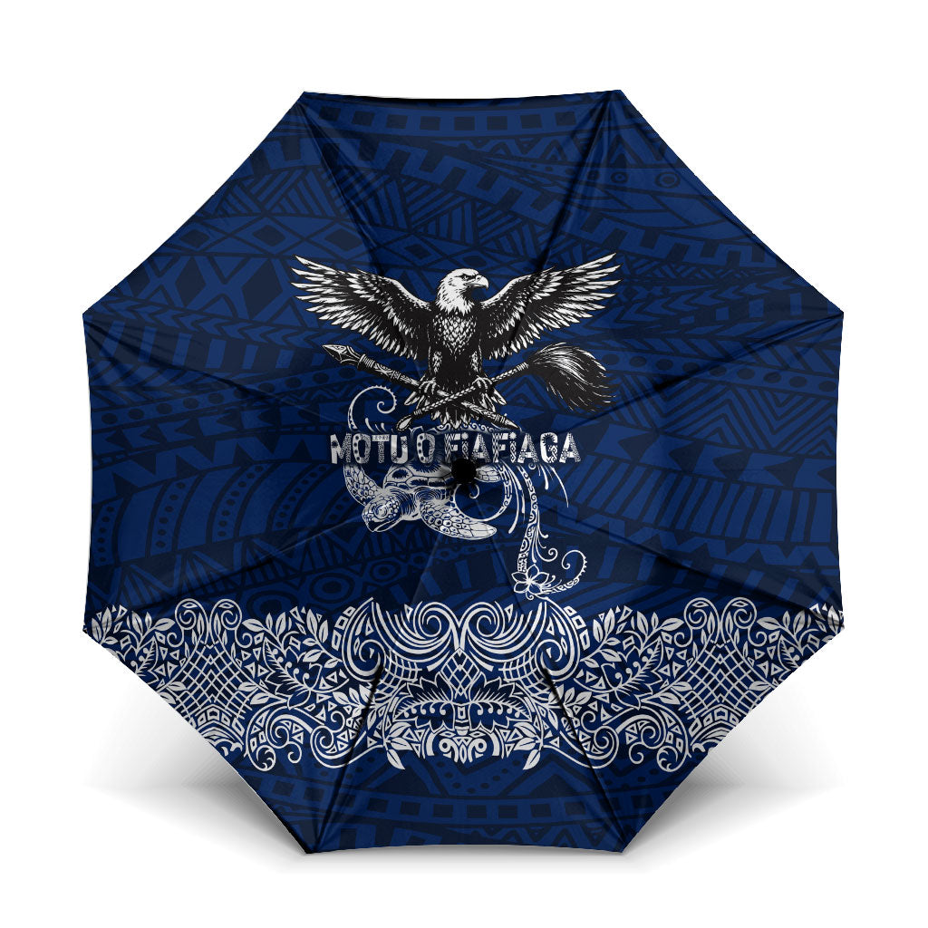 American Samoa Eagle Umbrella Sea Turtle Traditional Polynesian Tribal Tattoo TS04 One Size Folded 11.42 inch Opened Diameter 37.4 inch Blue White - Polynesian Pride