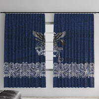 American Samoa Eagle Window Curtain Sea Turtle Traditional Polynesian Tribal Tattoo TS04 With Hooks Blue White - Polynesian Pride