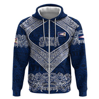 American Samoa Eagle Zip Hoodie Sea Turtle Traditional Polynesian Tribal Tattoo TS04 Zip Hoodie Blue White - Polynesian Pride
